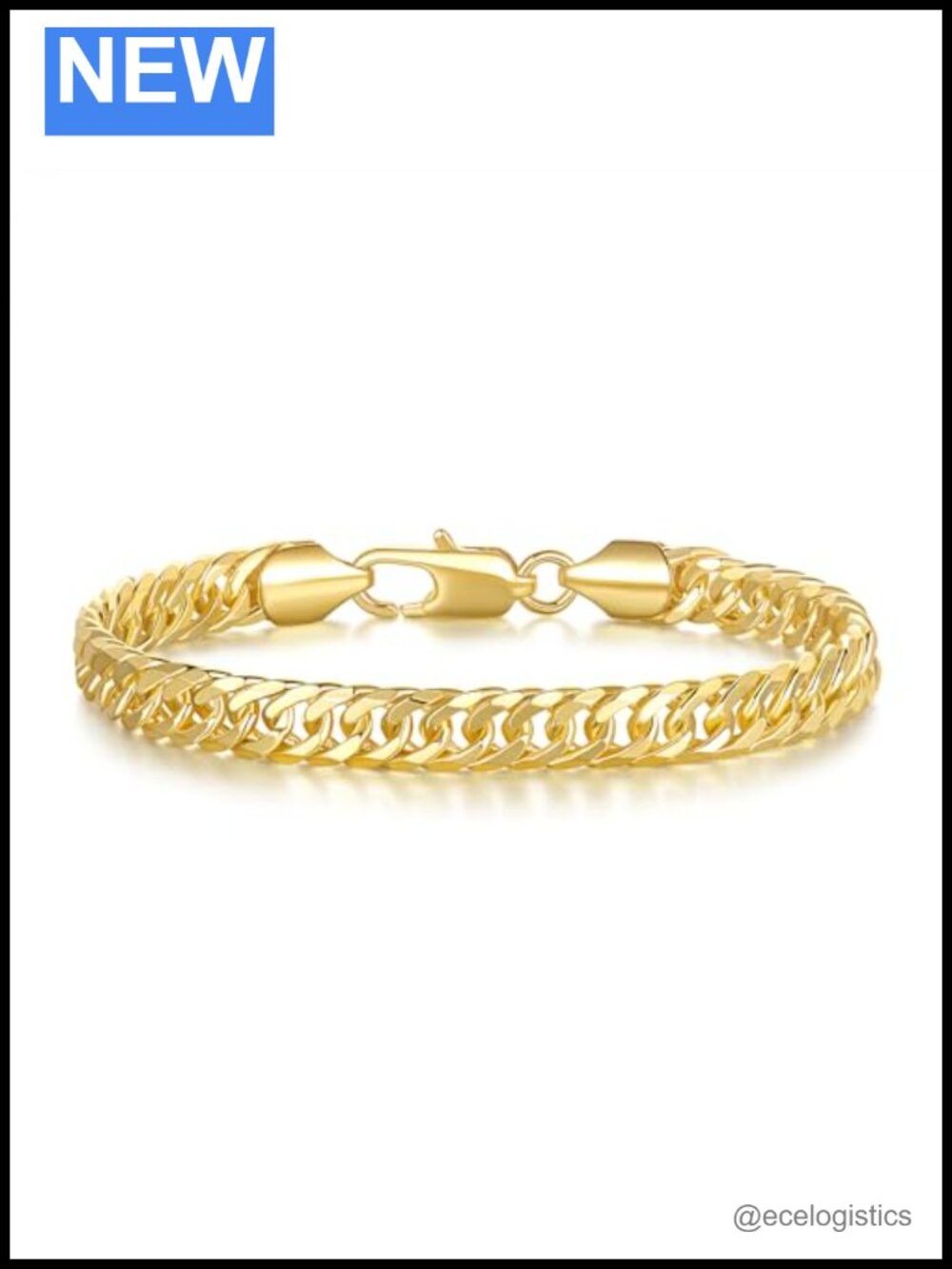 14K Gold Plated Cuban Link Bracelet 5MM Chain Lobster Clasp